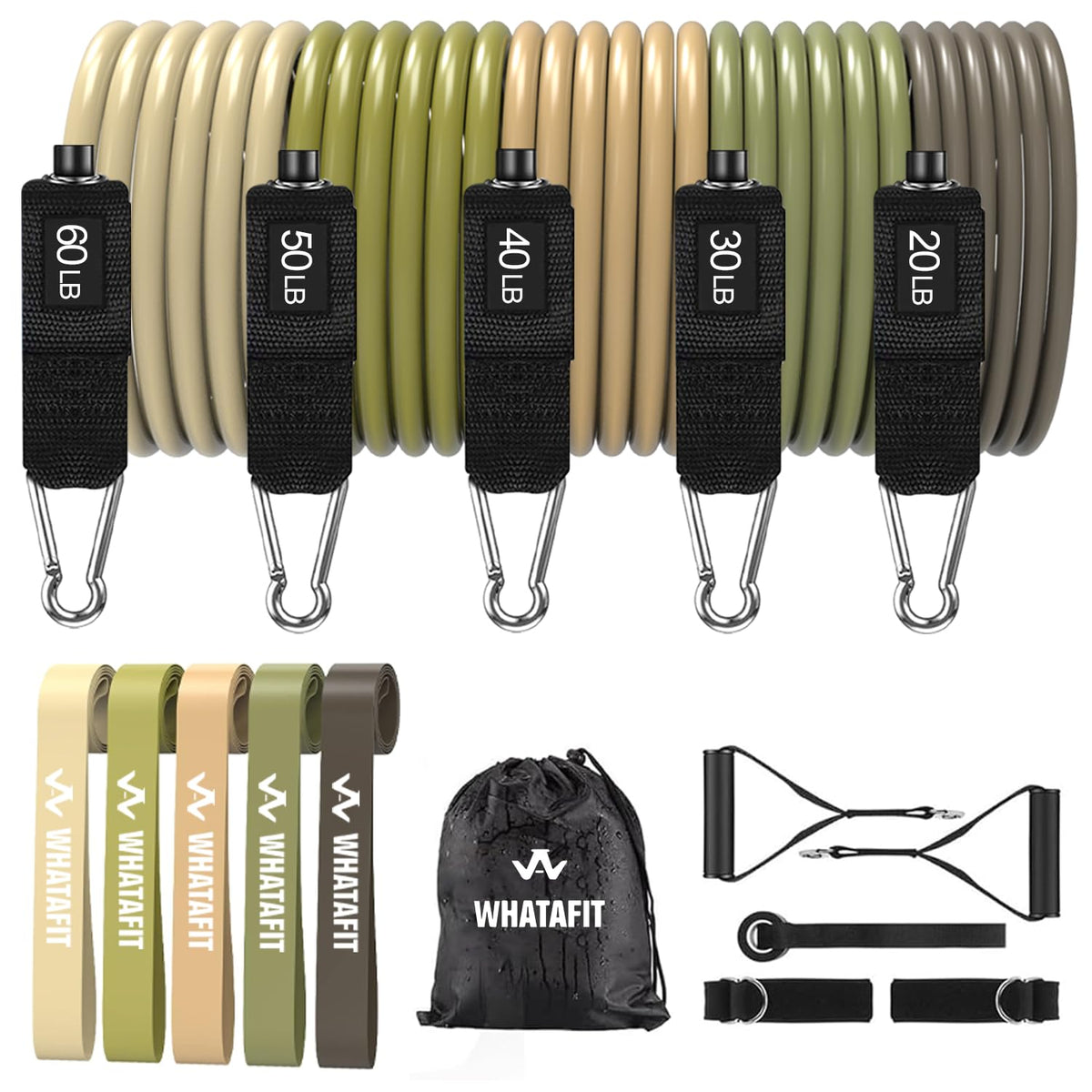 WHATAFIT Resistance Bands with Handles, 150 lb Exercise Bands Set