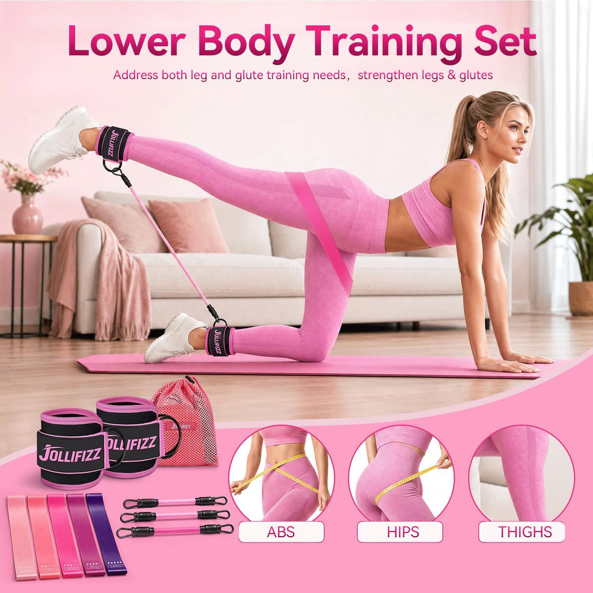 Ankle Resistance Bands with Cuffs &Booty Bands Set,Ankle Straps for Cable Machines for Leg,Booty,Glute,Hip,Butt,Workout Home Gym Equipment,Exercise Bands for Fitness,Yoga,Physical Therapy