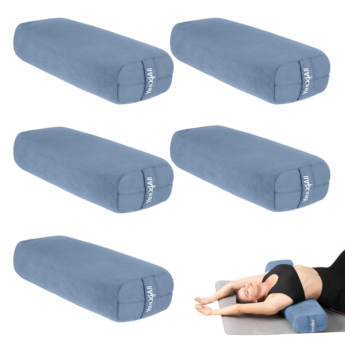 Yes4All Triple-Layer Sponge Yoga Bolster Pillow for Restorative Yoga & Meditation - Versatile Yoga Support Pillow, Balance & Poses Modification