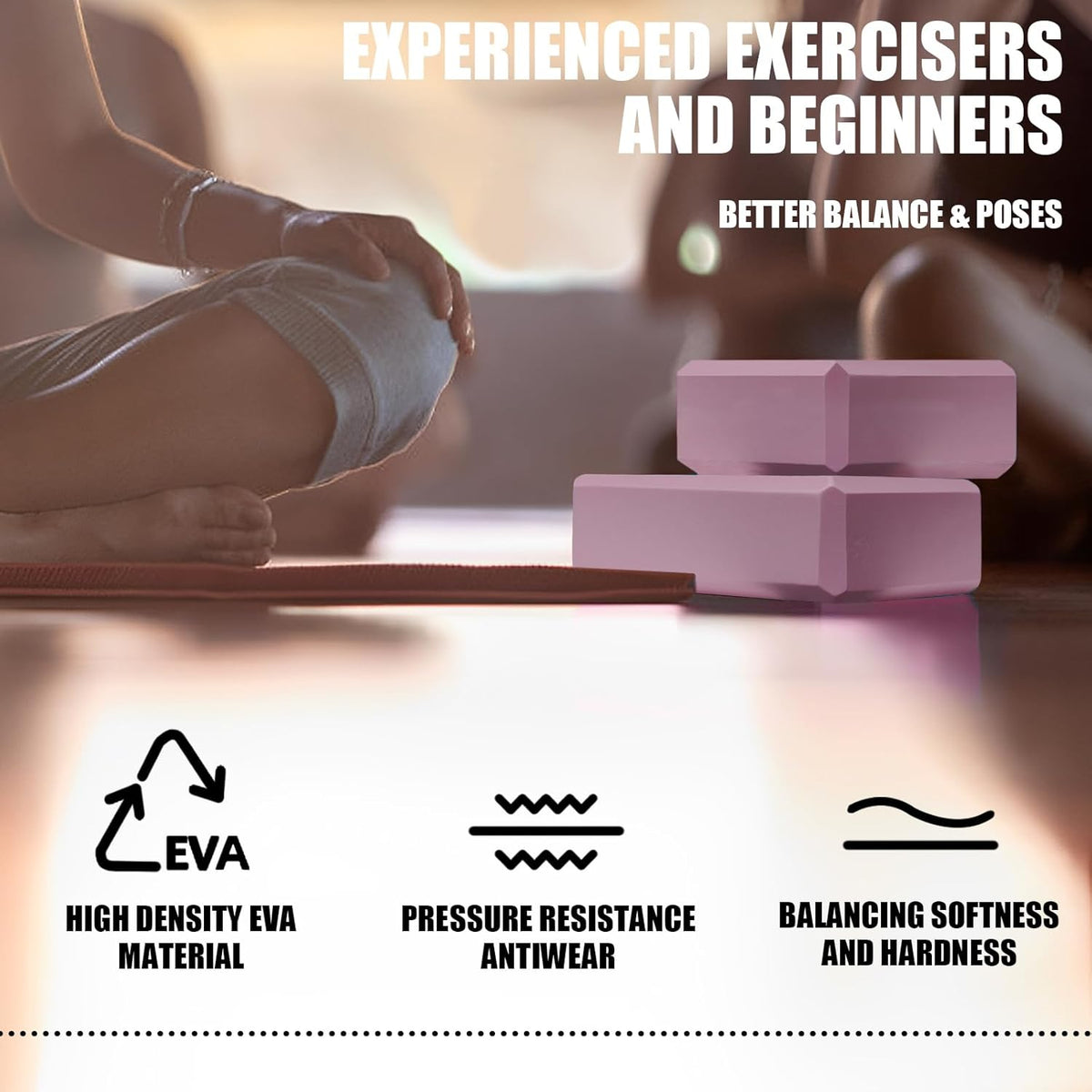 Septo 2 Pcs Yoga Blocks, 9x6x3 Inch Foam Blocks for Pilates