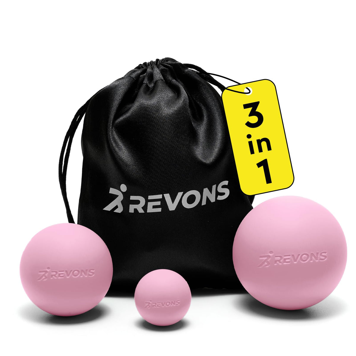 3 in 1 Massage Ball Set – 2.5", 1.9" & 1.2" Firm Silicone Balls for Myofascial Release, Trigger Point Therapy, Back & Foot Pain Relief, Face Fitness, Yoga, Deep Tissue Recovery (Pink)