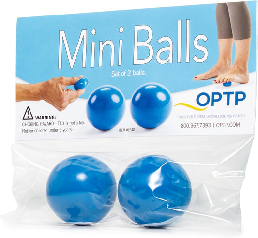 OPTP Mini Balls – Vinyl Air-Filled Self-Massage Ball Set of 2, Blue, 1.5"