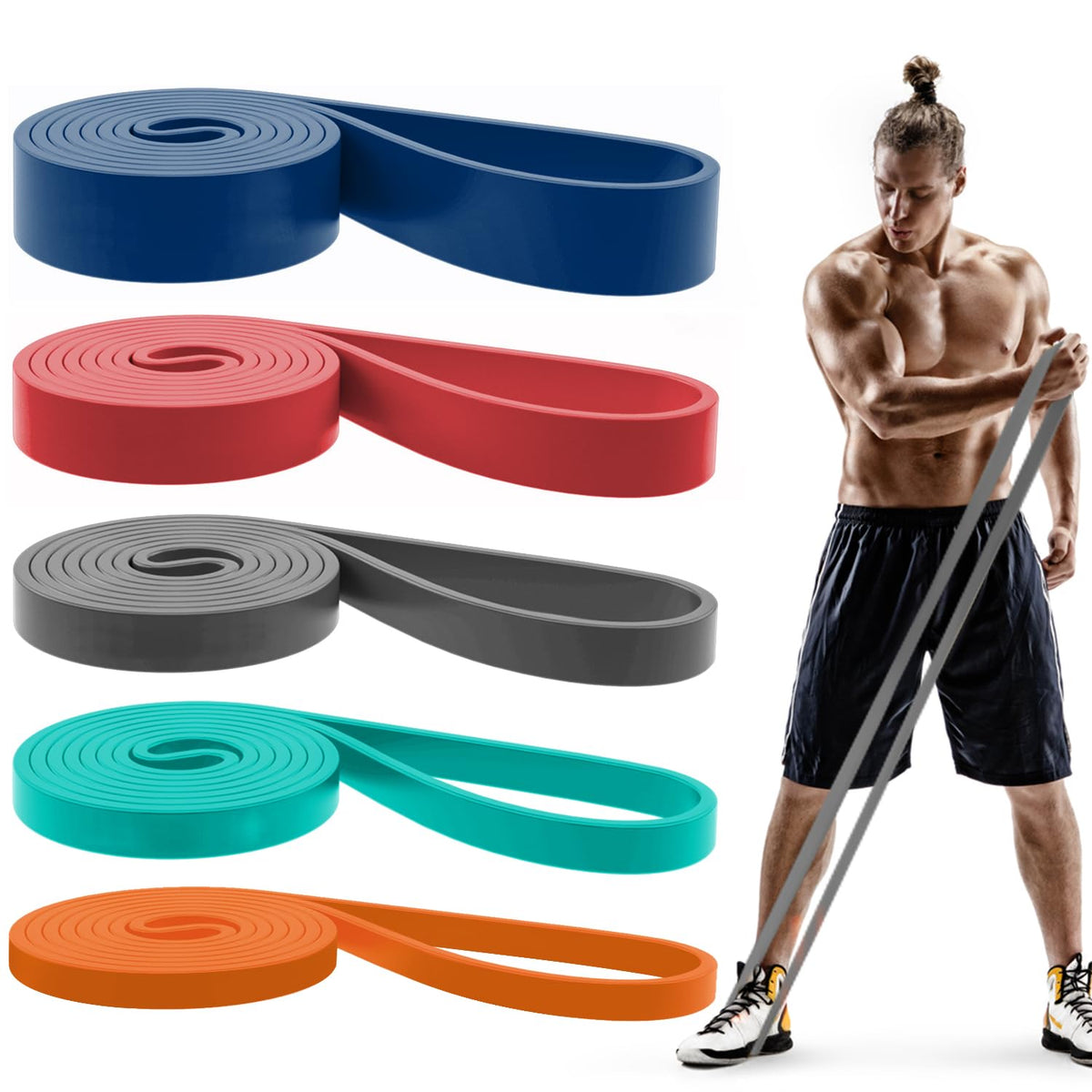 Pull Up Bands, Resistance Bands Set, Exercise Workout Bands for Men & Women, Ideal for Body Stretching, Physical Therapy and Muscle Training