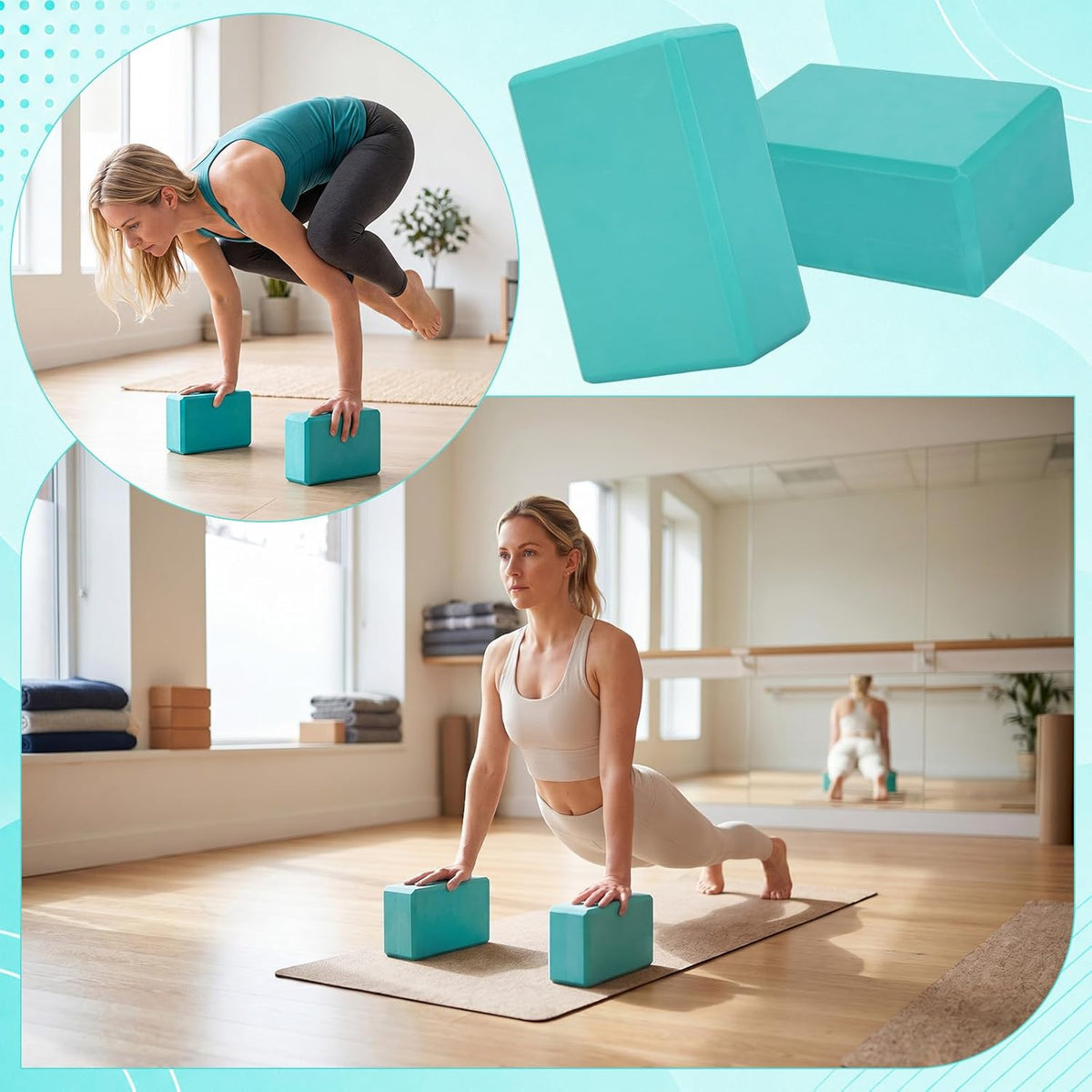 Wettarn 6 Pack EVA Yoga Blocks Bulk, Non Slip Pilates Brick