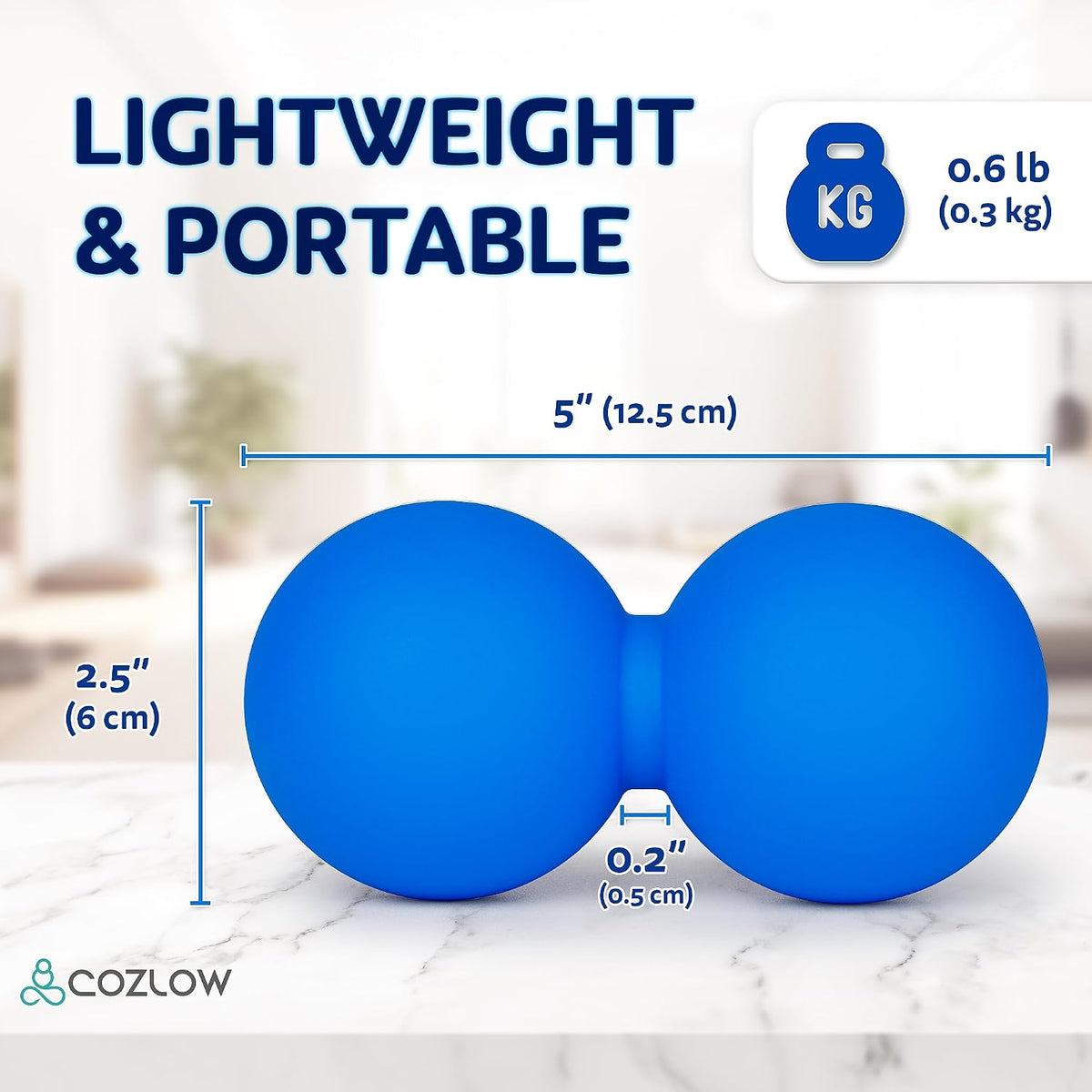COZLOW Peanut Massage Ball - Deep Tissue Therapy, Pain Relief - Cobalt Blue