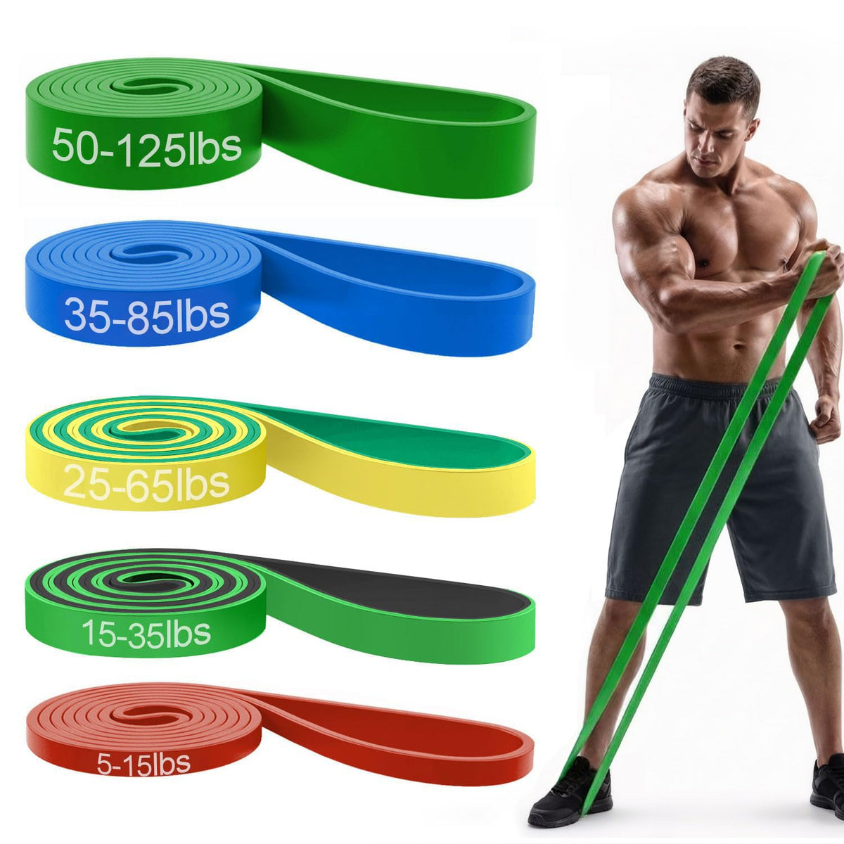 Pull Up Bands, Resistance Bands Set, Exercise Workout Bands for Men & Women, Ideal for Body Stretching, Physical Therapy and Muscle Training