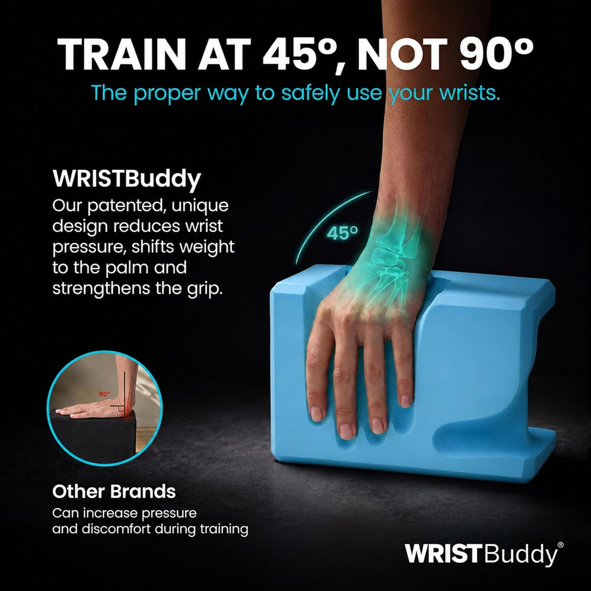 WRISTBuddy® Yoga Blocks 2 Pack, High Density Non-Slip, Hand-Shaped Design