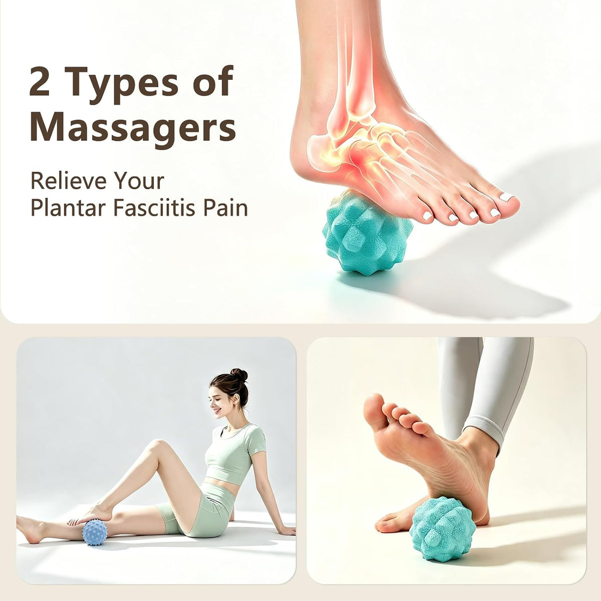 APRELM Foot Massage Ball Set for Plantar Fasciitis Relief, 2 Pack (Basic & Enhanced)