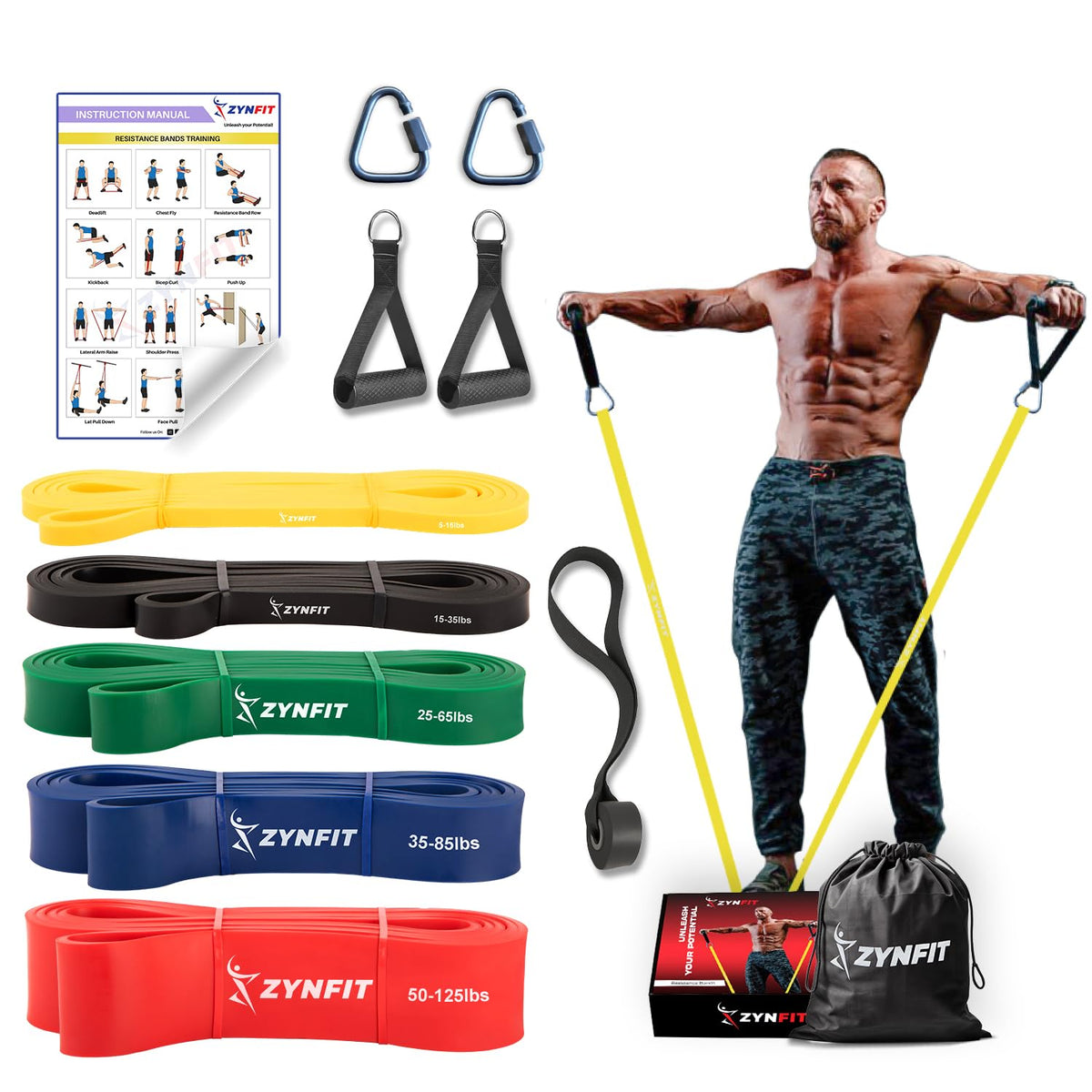 Pull Up Bands, Resistance Bands Set with Door Anchor, 5-Level Pull Up Assistance Bands for Working Out, Workout Bands for Home Gym