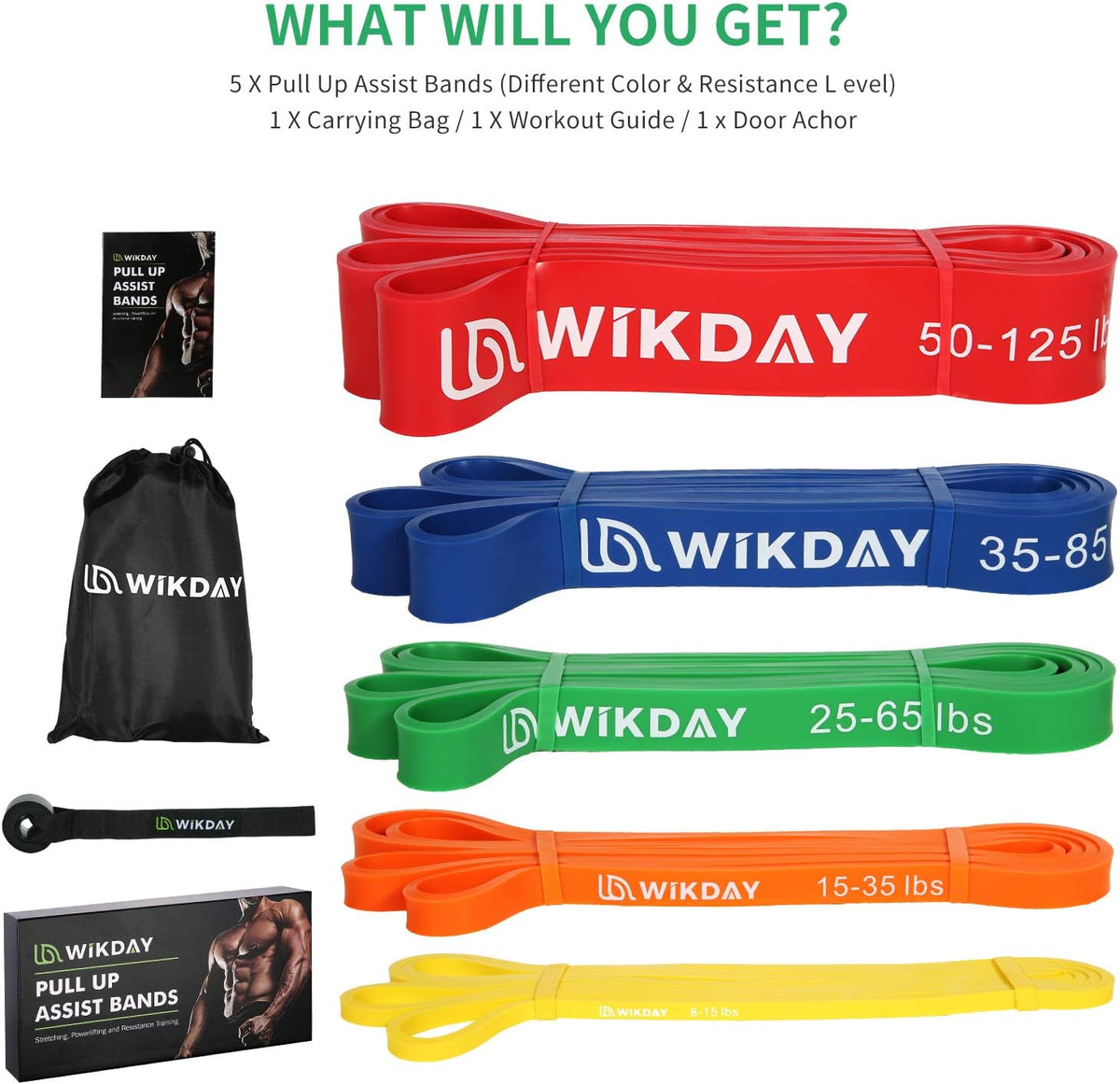 WIKDAY Resistance Bands for Working Out with Door Anchor