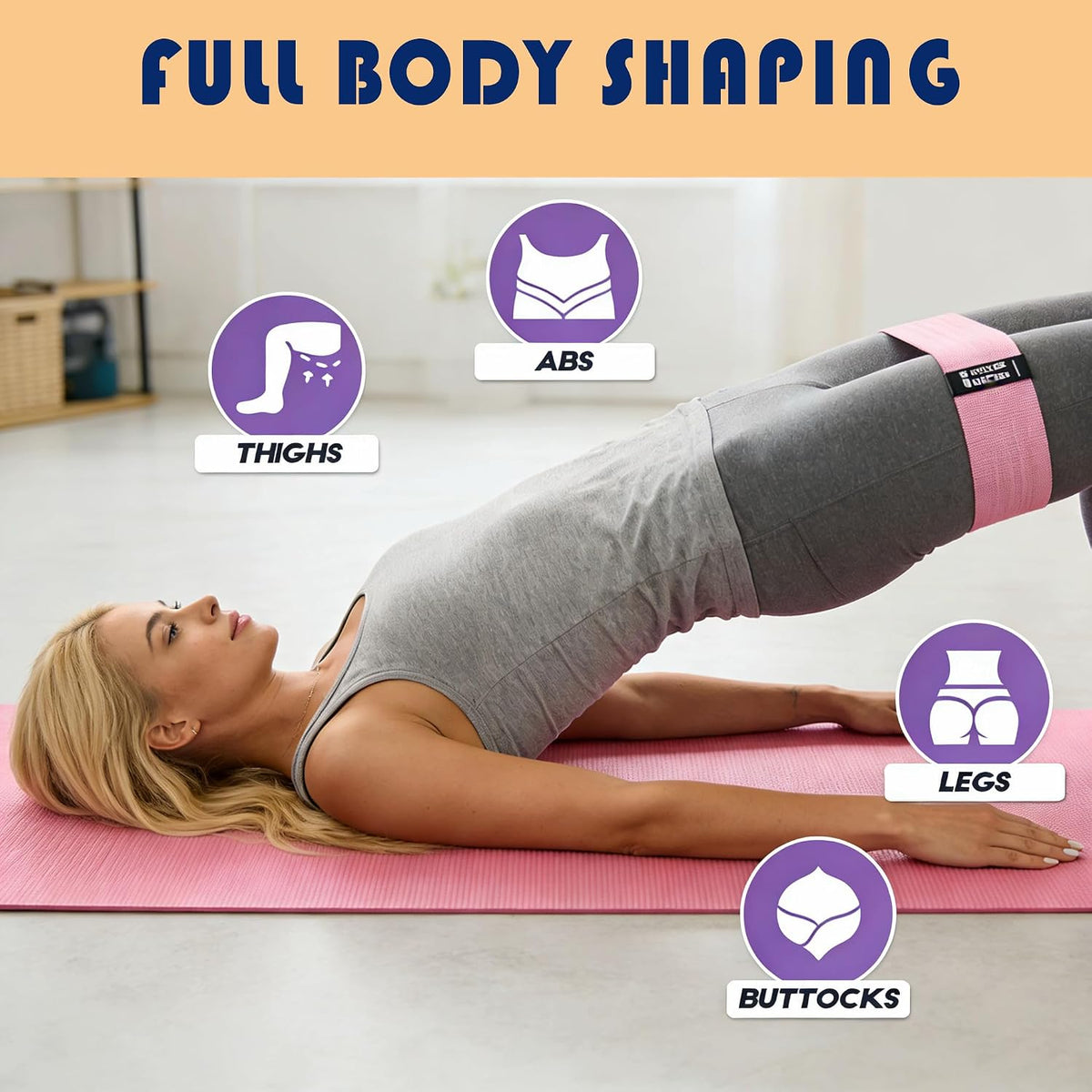 Non-Slip Fabric Resistance Bands Set, 3 Levels for Men & Women