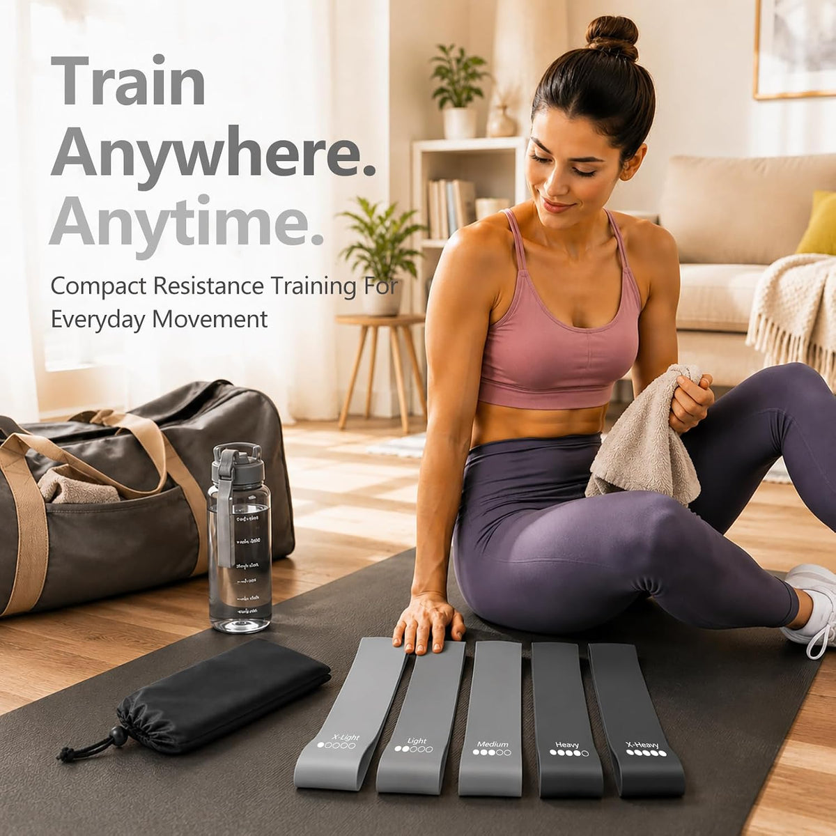 Resistance Bands Set, 5 Mini Loop Exercise Bands with X-Light to X-Heavy Resistance for Full-Body Workouts, Pilates, Stretching, Strength Training, Home Gym and Travel, TPE Fitness Bands