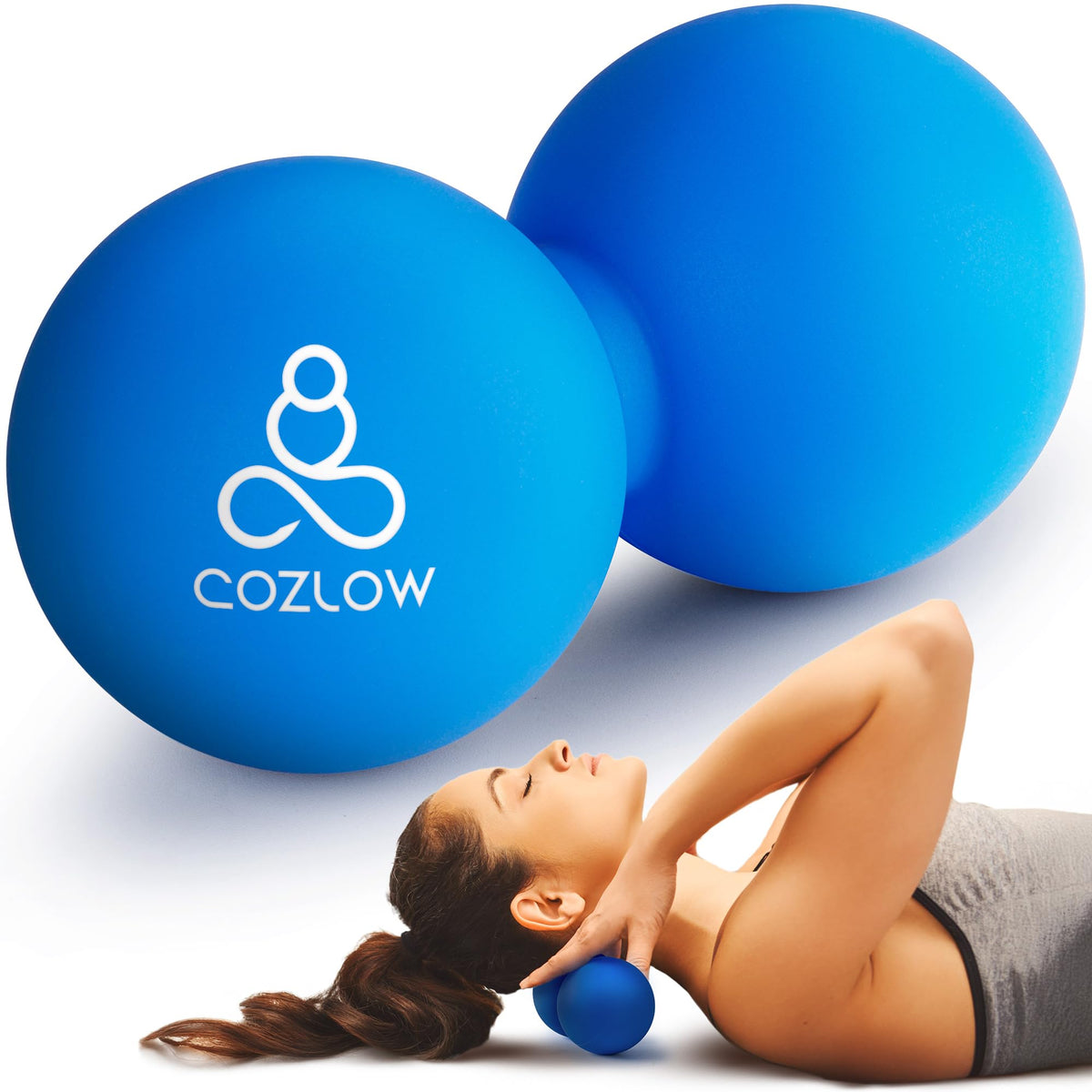 COZLOW Peanut Massage Ball - Deep Tissue Therapy, Pain Relief - Cobalt Blue