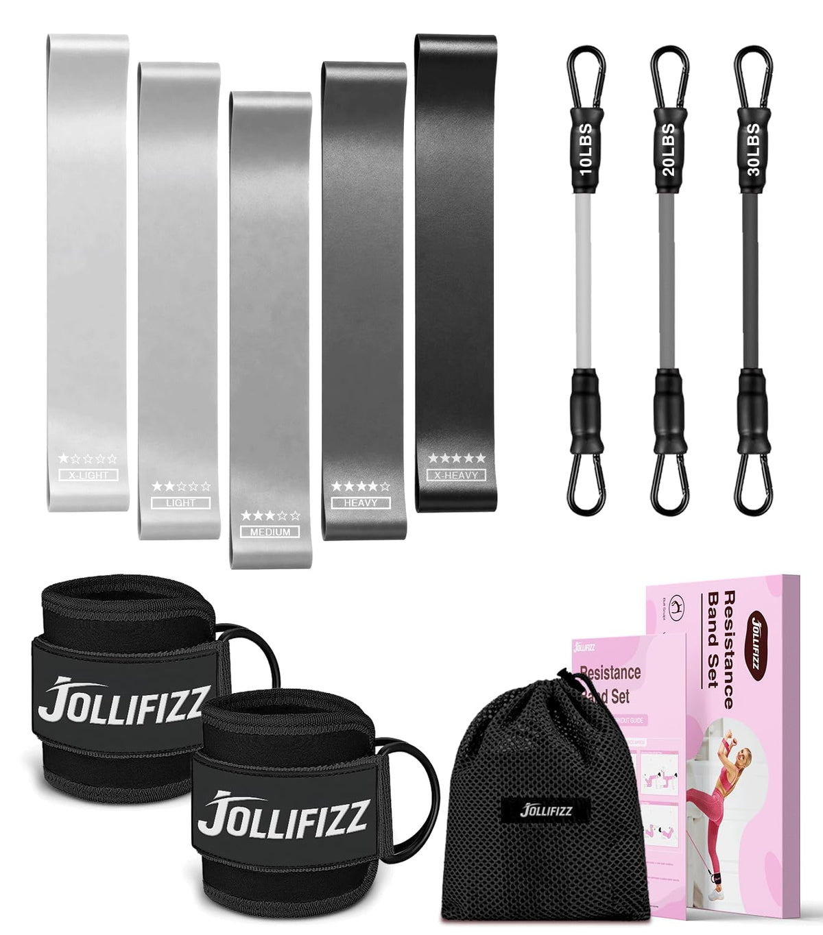 Ankle Resistance Bands with Cuffs &Booty Bands Set,Ankle Straps for Cable Machines for Leg,Booty,Glute,Hip,Butt,Workout Home Gym Equipment,Exercise Bands for Fitness,Yoga,Physical Therapy