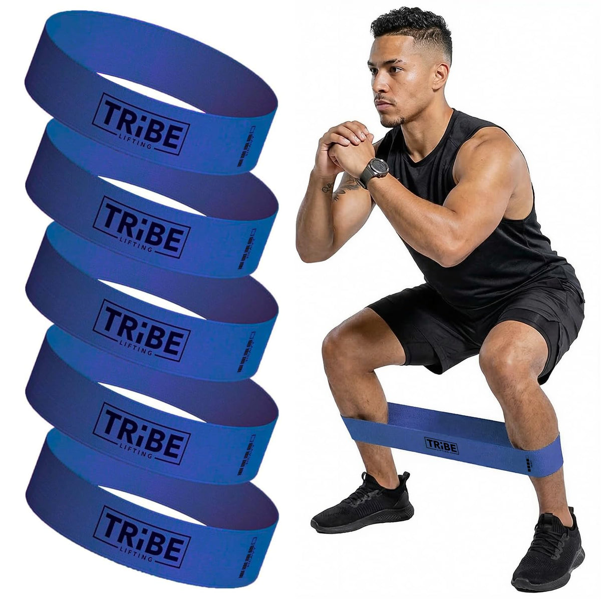 Fabric Resistance Bands for Working Out, 5-Band Set for Legs and Glutes
