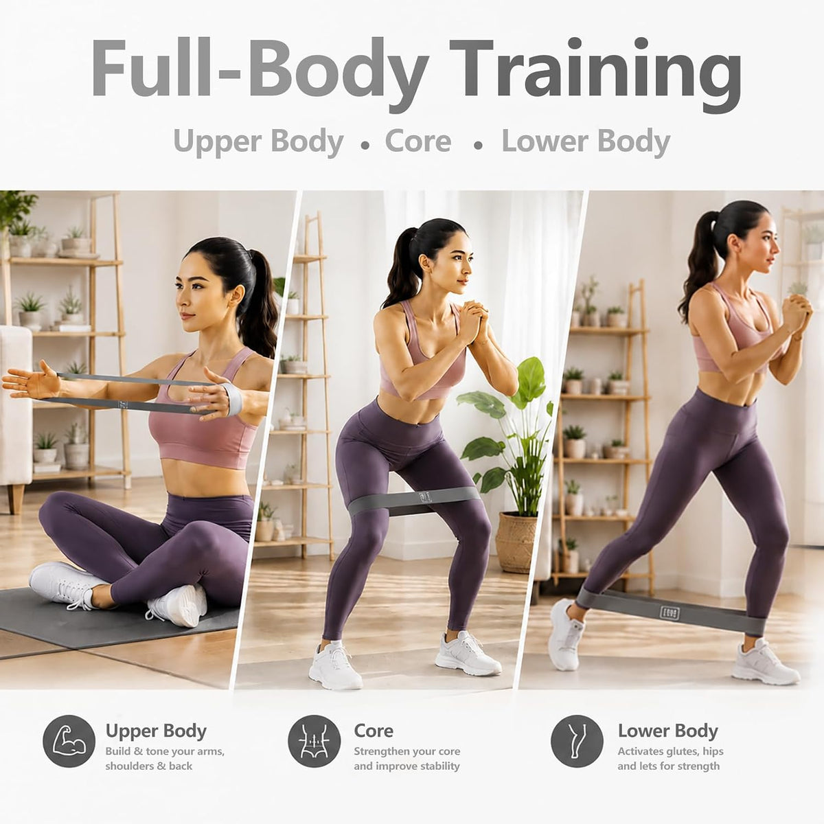 Resistance Bands Set, 5 Mini Loop Exercise Bands with X-Light to X-Heavy Resistance for Full-Body Workouts, Pilates, Stretching, Strength Training, Home Gym and Travel, TPE Fitness Bands