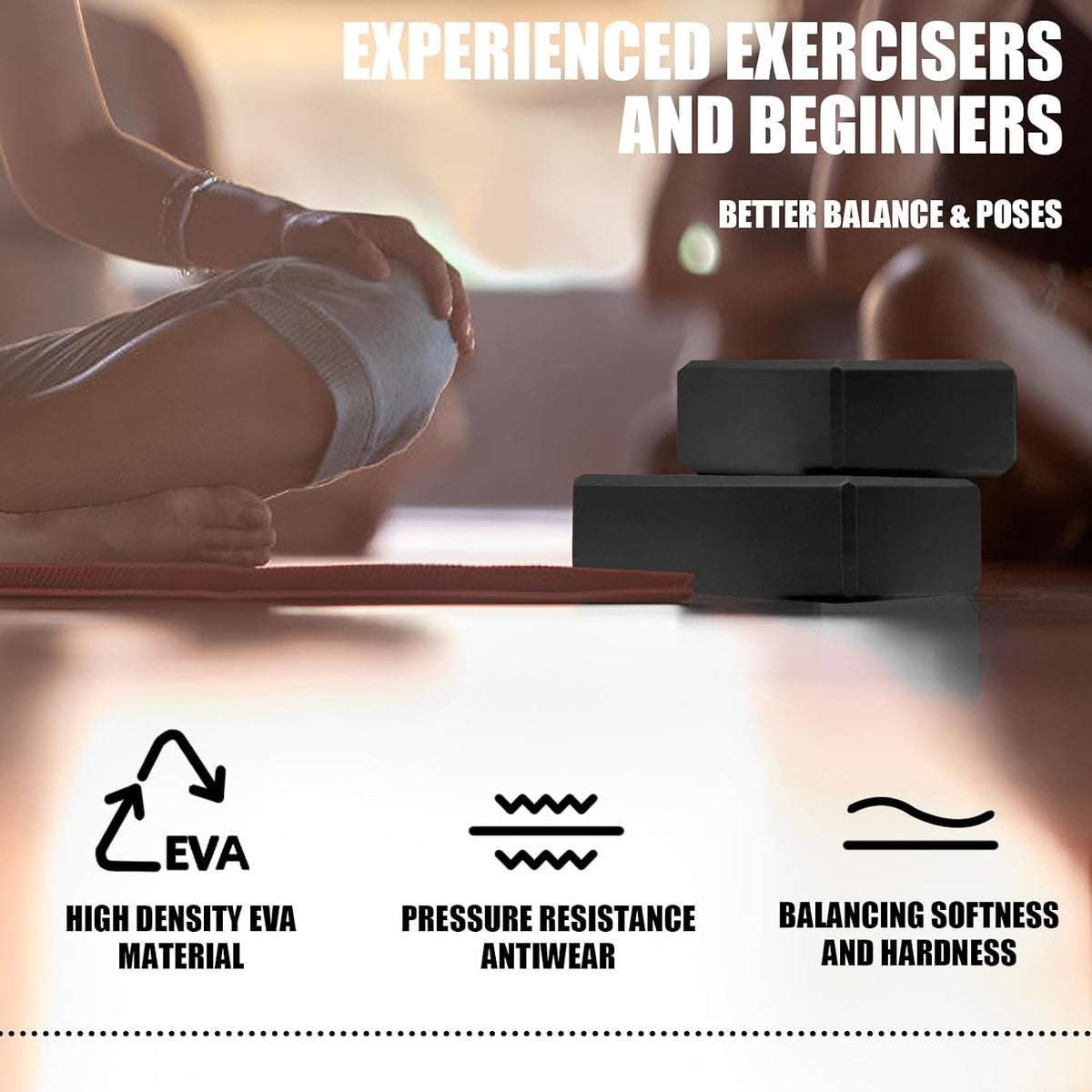 Septo 2 Pcs Yoga Blocks, 9x6x3 Inch Foam Blocks for Pilates