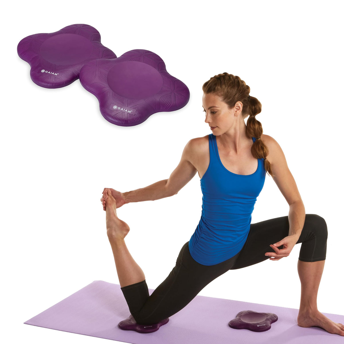 Gaiam Yoga Knee Pads Set of 2, Cushion for Knees & Elbows