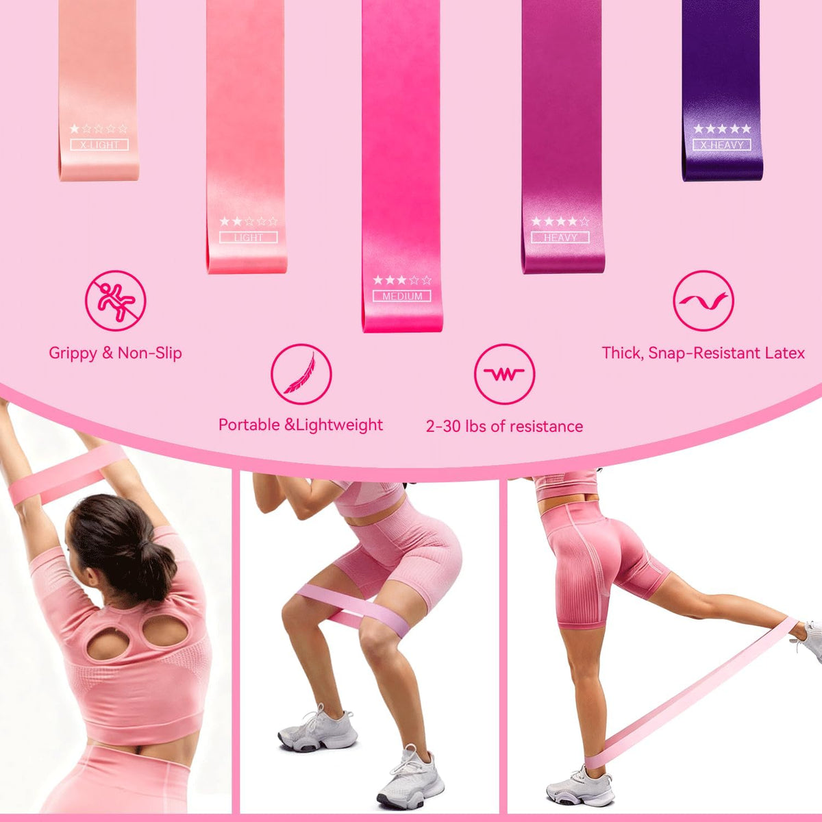 Ankle Resistance Bands with Cuffs &Booty Bands Set,Ankle Straps for Cable Machines for Leg,Booty,Glute,Hip,Butt,Workout Home Gym Equipment,Exercise Bands for Fitness,Yoga,Physical Therapy