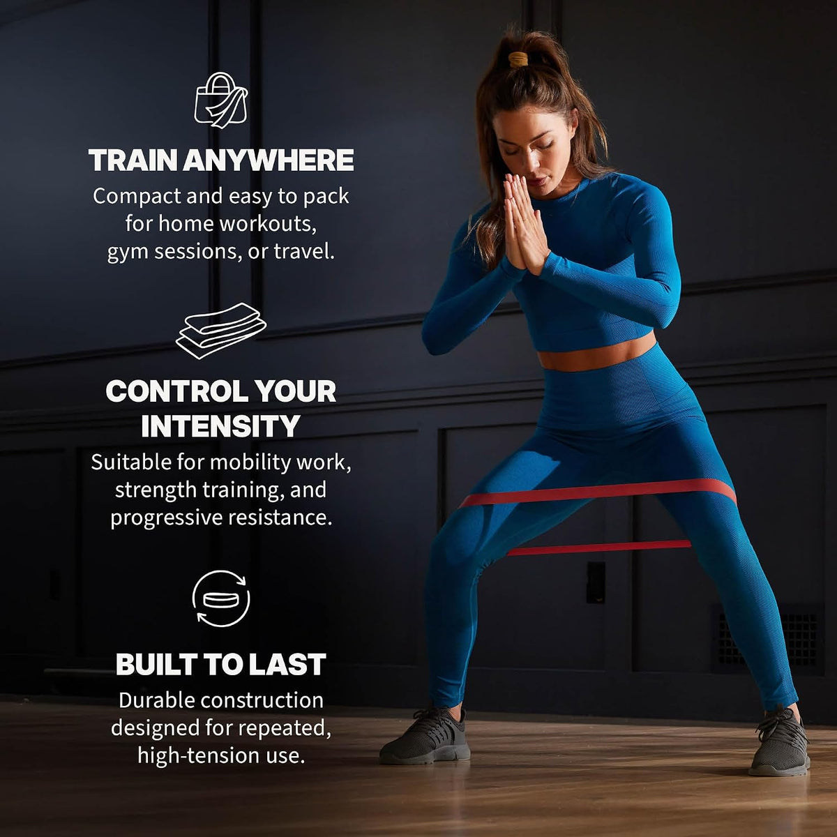 SPRI Mini Loop Bands Kit, Set of 3 - Light, Medium, Heavy Resistance Bands for Lower Body Workouts, Toning Muscles, and Exercise