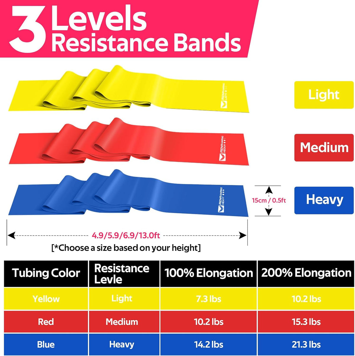 Resistance Bands Set, Exercise Bands for Physical Therapy, Pilates, Yoga