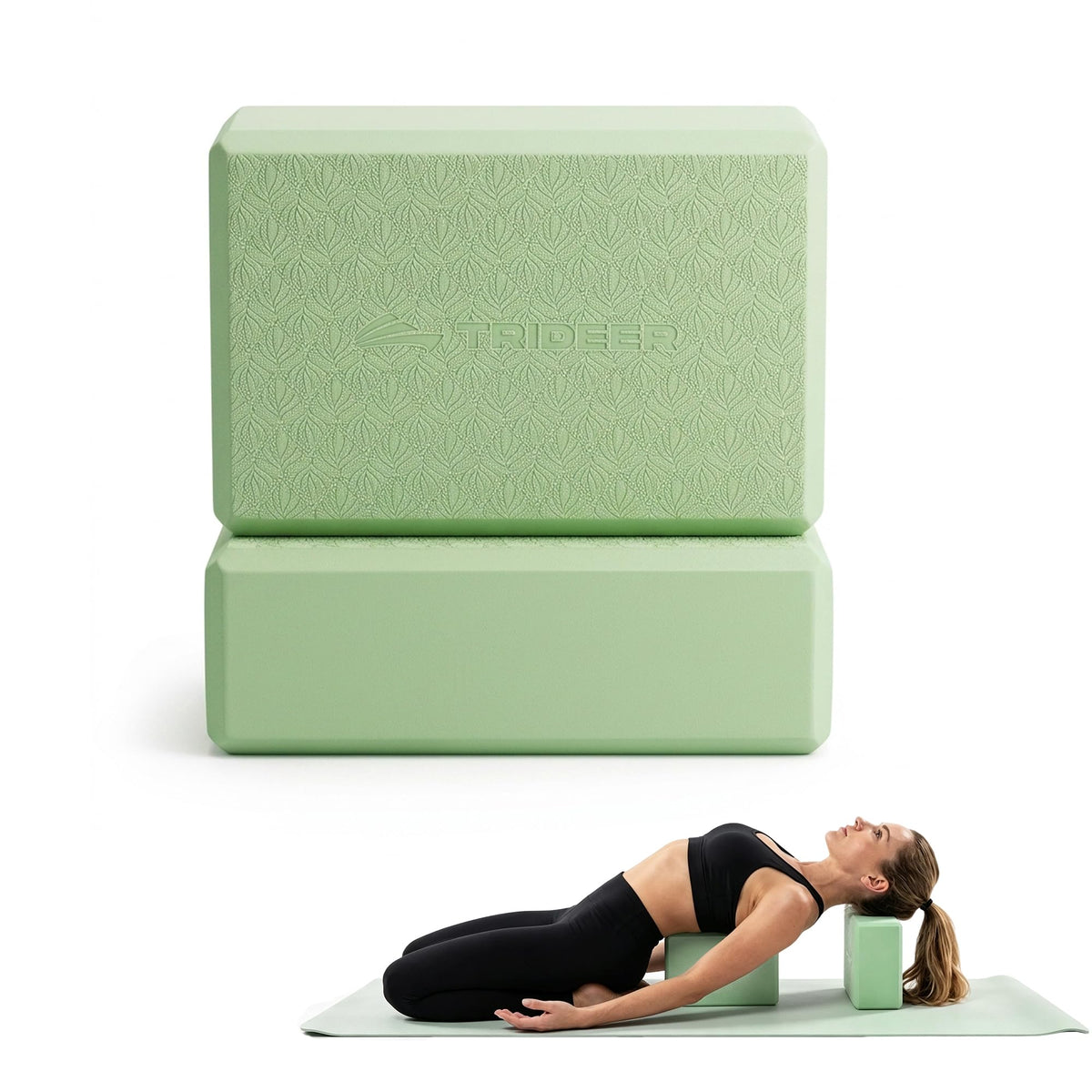 Trideer Yoga Blocks 2 Pack, Soft Non-Slip Foam Blocks with Beveled Edges for Alignment and Stretching in Yoga, Pilates, and Dance - Supportive, Lightweight, Odor Resistant, Latex-Free