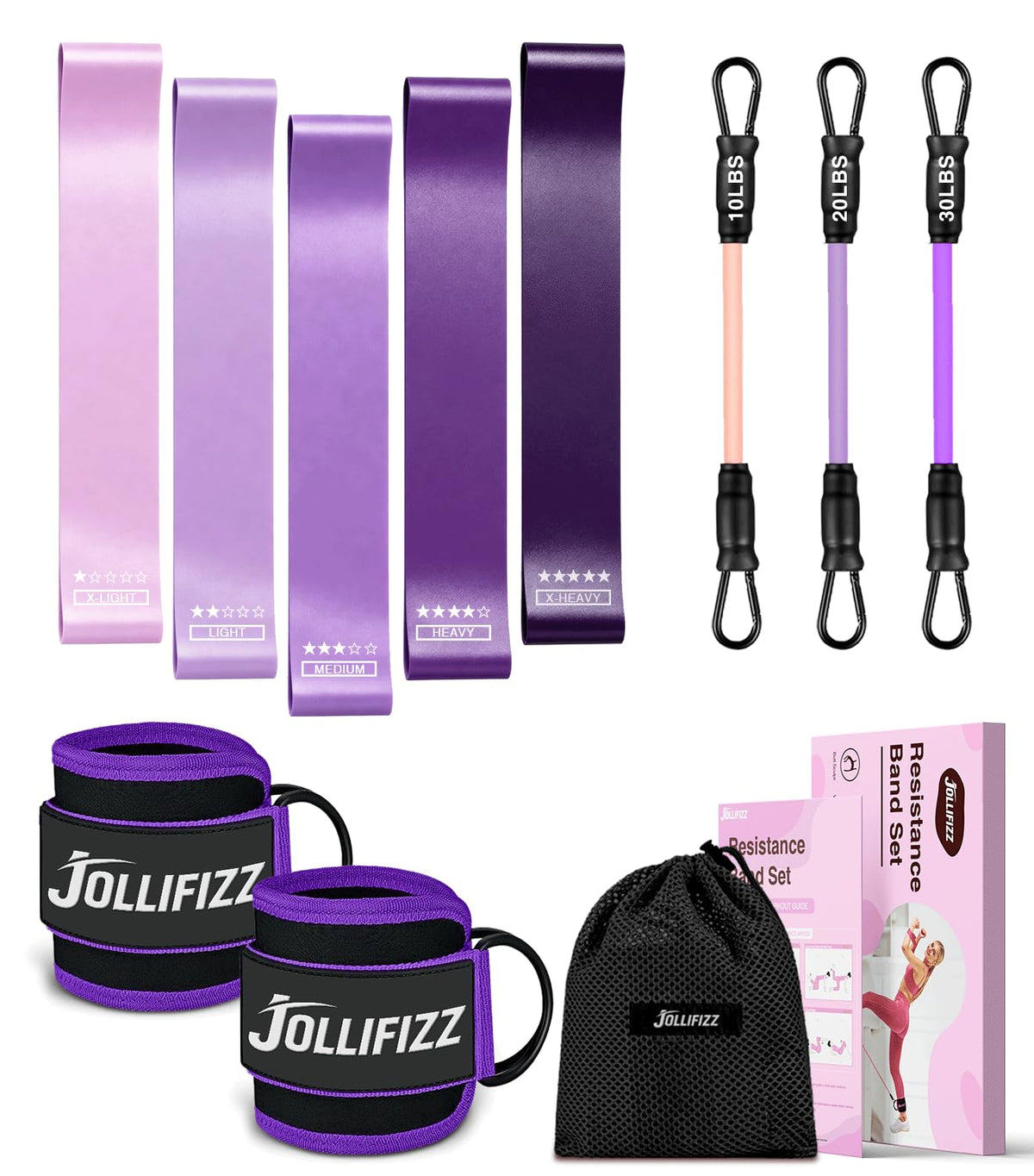Ankle Resistance Bands with Cuffs &Booty Bands Set,Ankle Straps for Cable Machines for Leg,Booty,Glute,Hip,Butt,Workout Home Gym Equipment,Exercise Bands for Fitness,Yoga,Physical Therapy