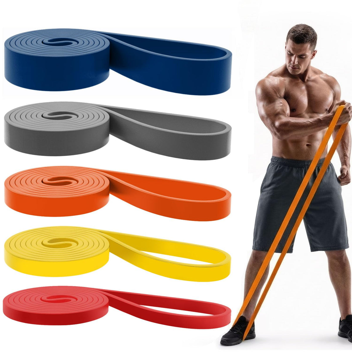 Pull Up Bands, Resistance Bands Set, Exercise Workout Bands for Men & Women, Ideal for Body Stretching, Physical Therapy and Muscle Training