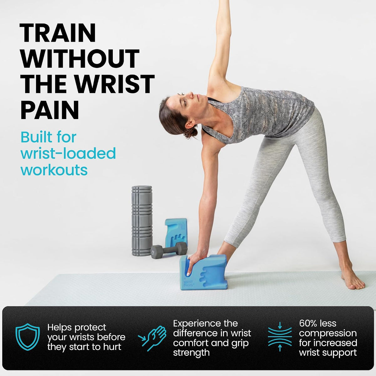 WRISTBuddy® Yoga Blocks 2 Pack, High Density Non-Slip, Hand-Shaped Design