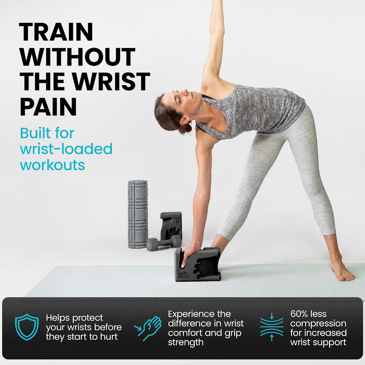WRISTBuddy® Yoga Blocks 2 Pack, High Density Non-Slip, Hand-Shaped Design