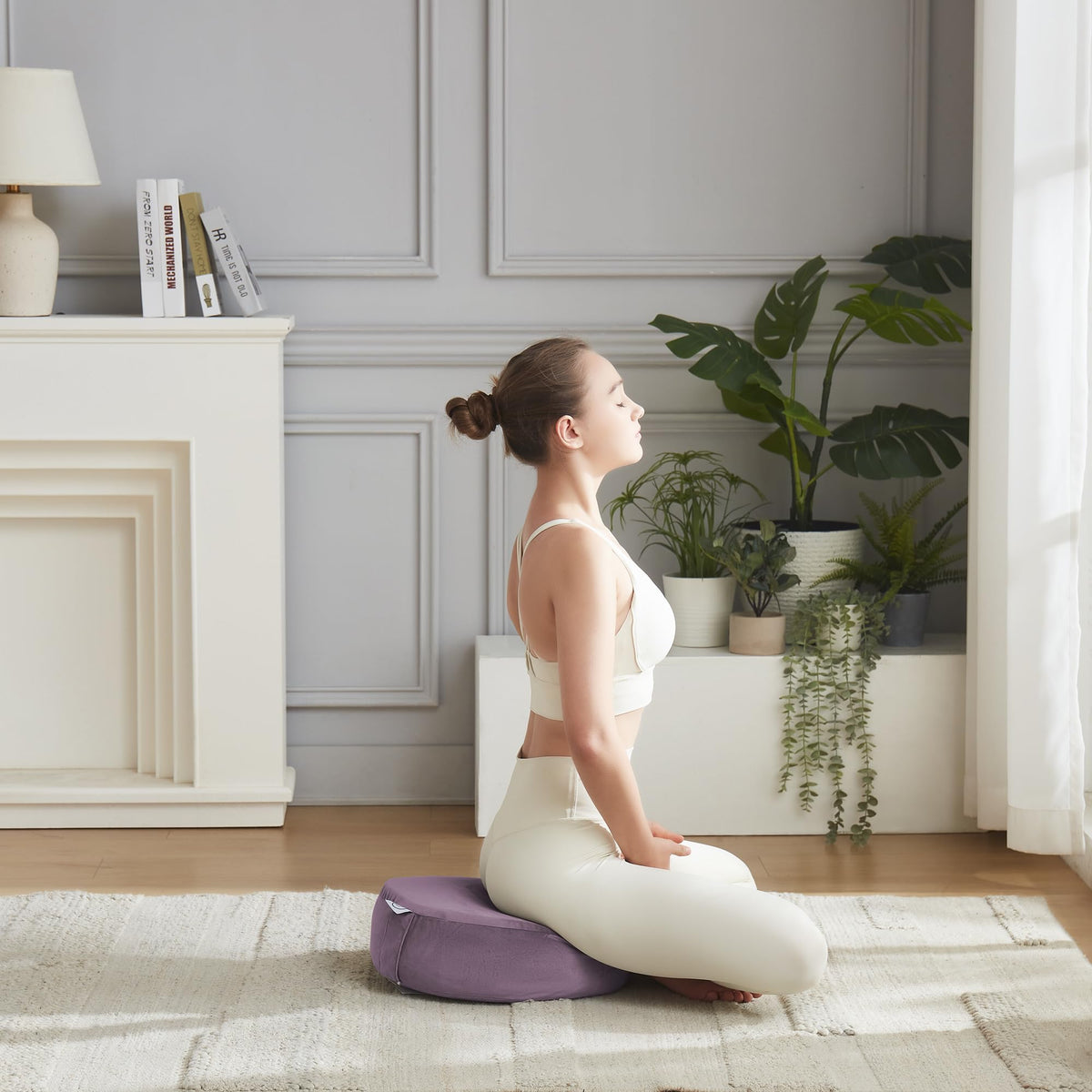 Meditation Cushion Bolster Pillow for Restorative Yoga – Supportive Cushion for Meditation, Pilates, and Relaxation – Filled with Buckwheat Hulls - Removable Cover