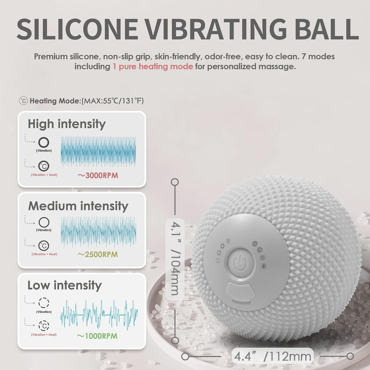 Heating Vibrating Massage Ball with 7 Modes & Memory Function