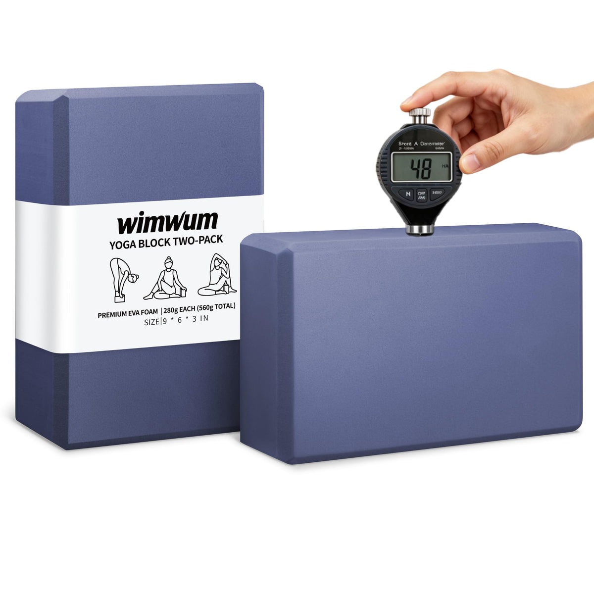High Density EVA Yoga Blocks 2 Pack, 280g Pro-Level Exercise Brick (46-50 Shore C Firmness), Odor-Free & Non-Slip Foam Props for Yoga, Pilates & Stretching