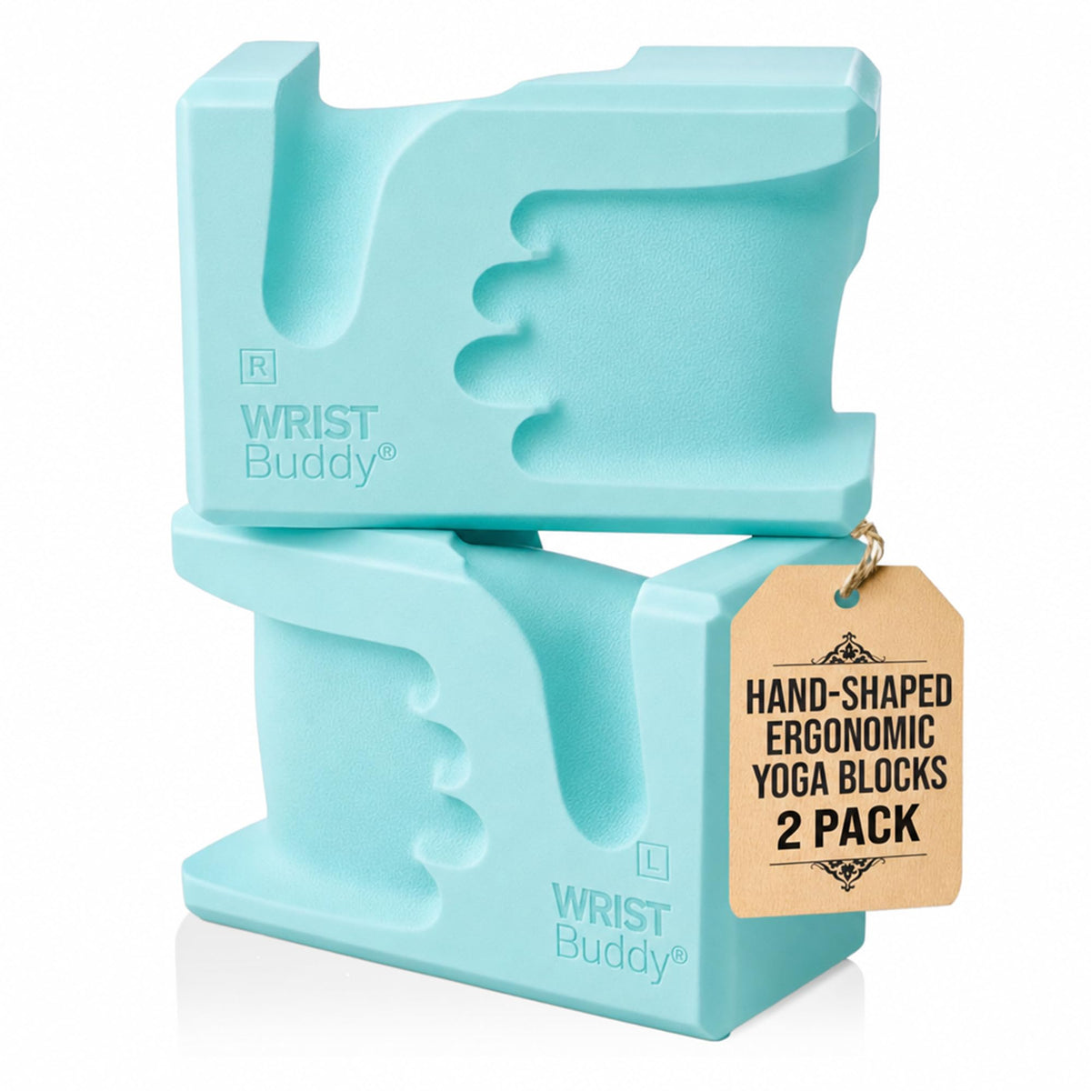 WRISTBuddy® Yoga Blocks 2 Pack, High Density Non-Slip, Hand-Shaped Design