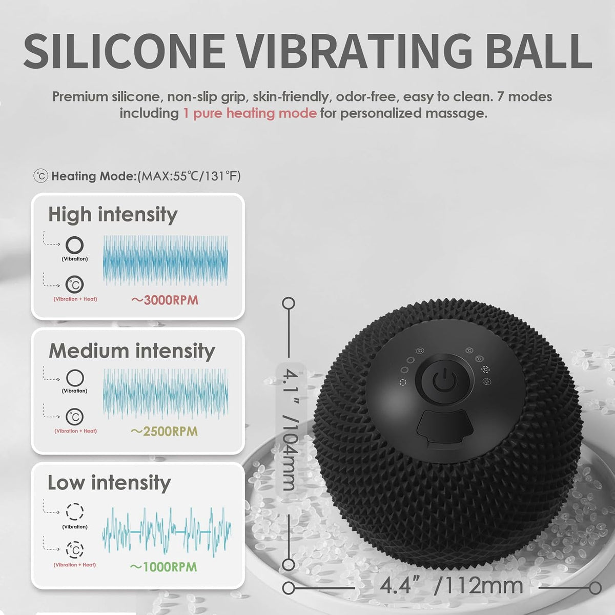 Heating Vibrating Massage Ball with 7 Modes & Memory Function