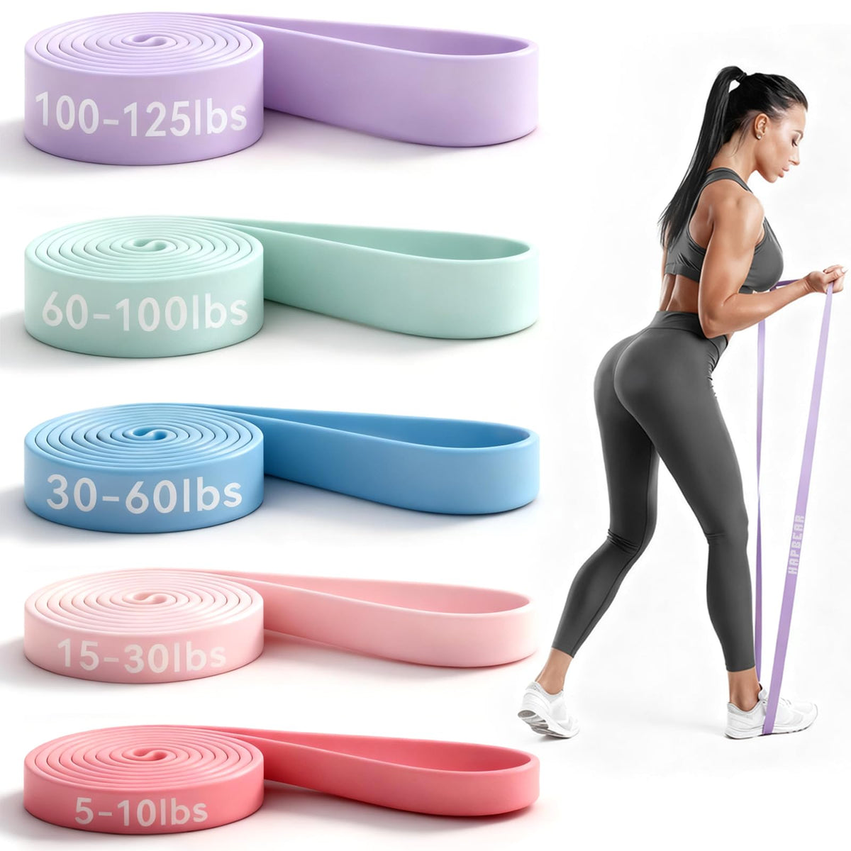 HAPBEAR Pull Up Assistance Bands - Pull Up Bands - Resistance Bands - Exercise Bands Resistance Bands Set of 5 - Workout Bands for Working Out, Stretching, Muscle Training