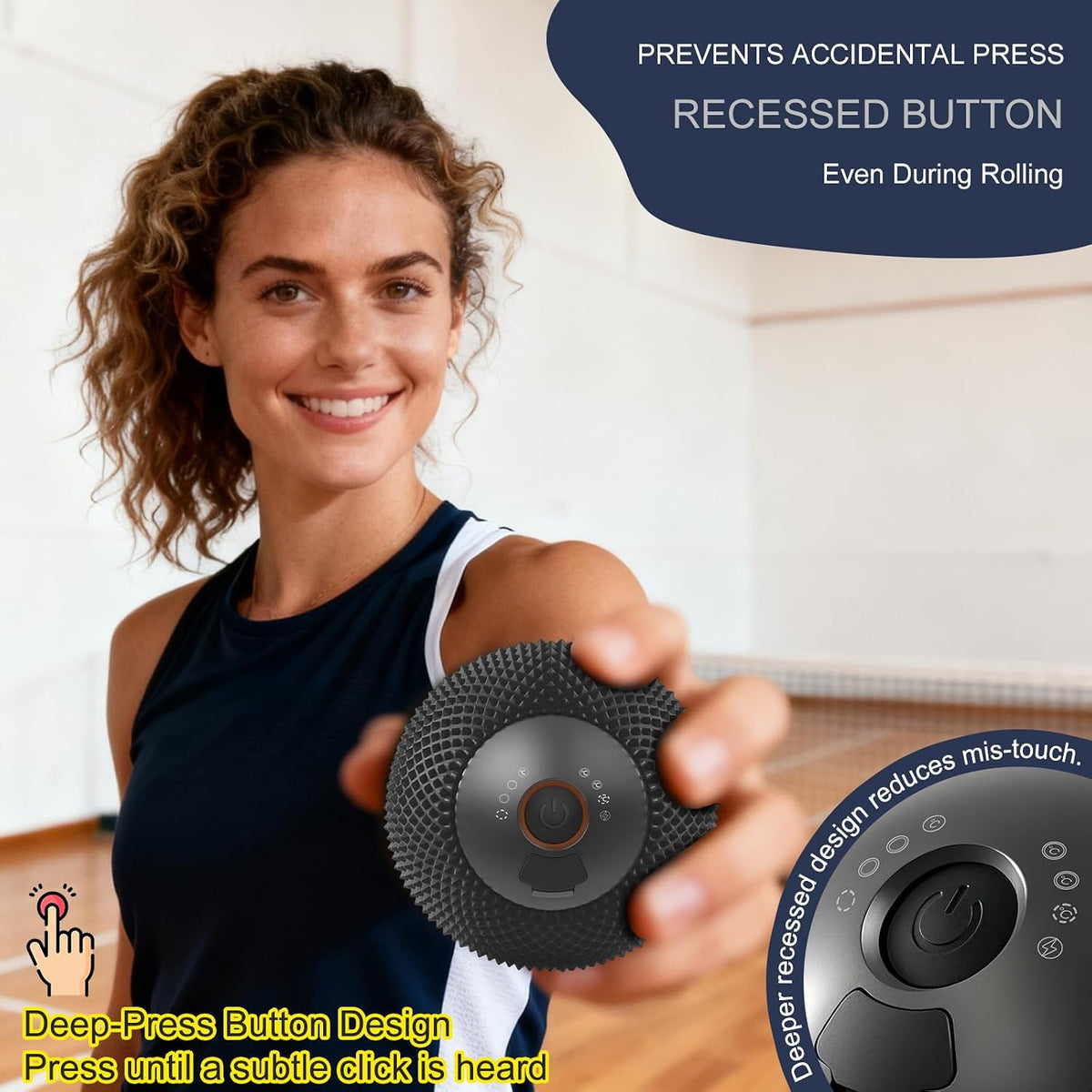 HODEMI Vibrating Massage Ball with Heat & Smart Memory, Deep Tissue Massage Ball for Sports Recovery, Muscle Relaxation & Myofascial Release, 7 Modes for Home & Gym Use (Black)