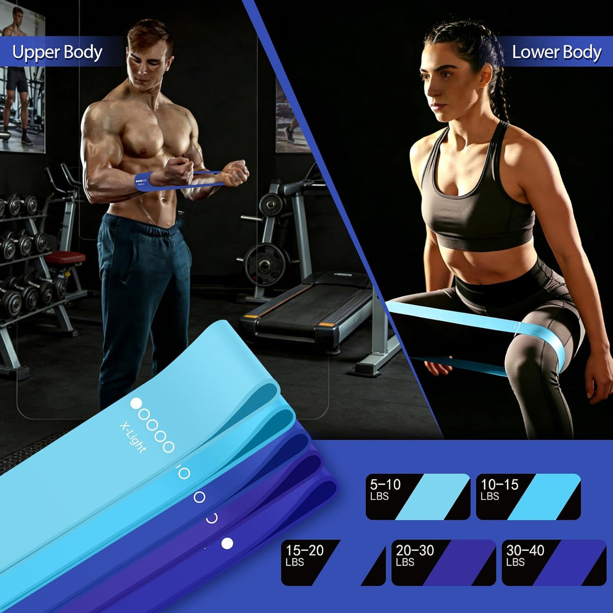 Resistance Bands for Working Out, 5 Levels Exercise Bands Set