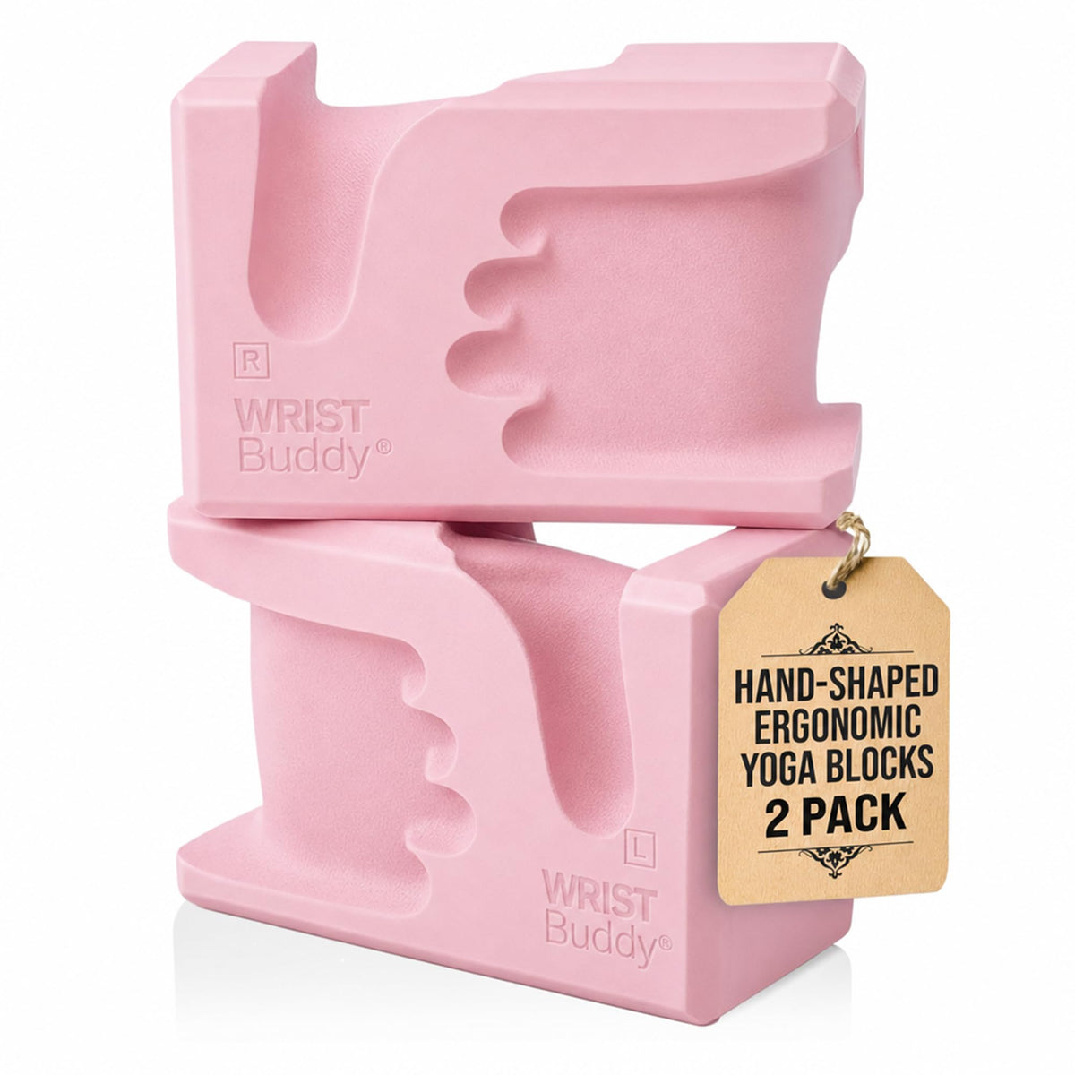 WRISTBuddy® Yoga Blocks 2 Pack, High Density Non-Slip, Hand-Shaped Design