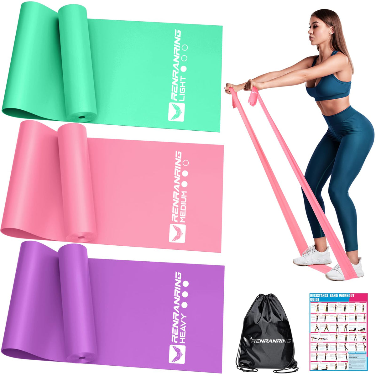 Resistance Bands Set, Exercise Bands for Physical Therapy, Pilates, Yoga