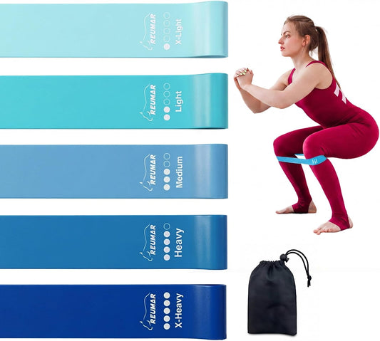 5-Pack Resistance Bands Set for Working Out, Strength Training, Stretching, Pilates, Yoga, Physical Therapy - Elastic Exercise Bands for Home Gym, Legs, Glutes, Arms - Ideal for Women & Men