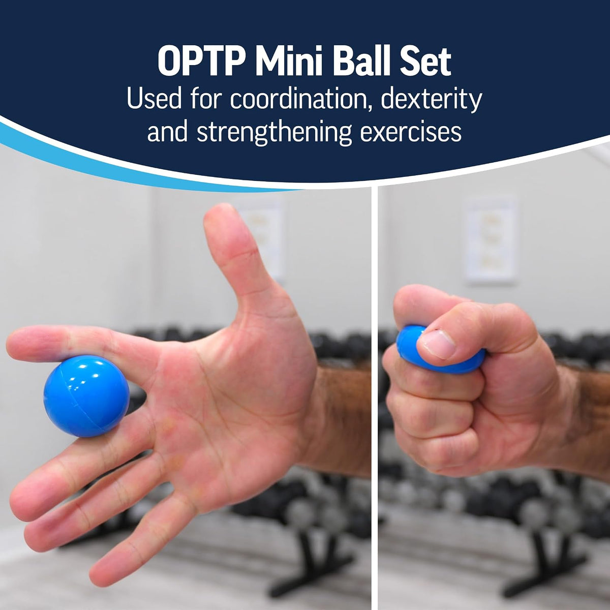 OPTP Mini Balls – Vinyl Air-Filled Self-Massage Ball Set of 2, Blue, 1.5"