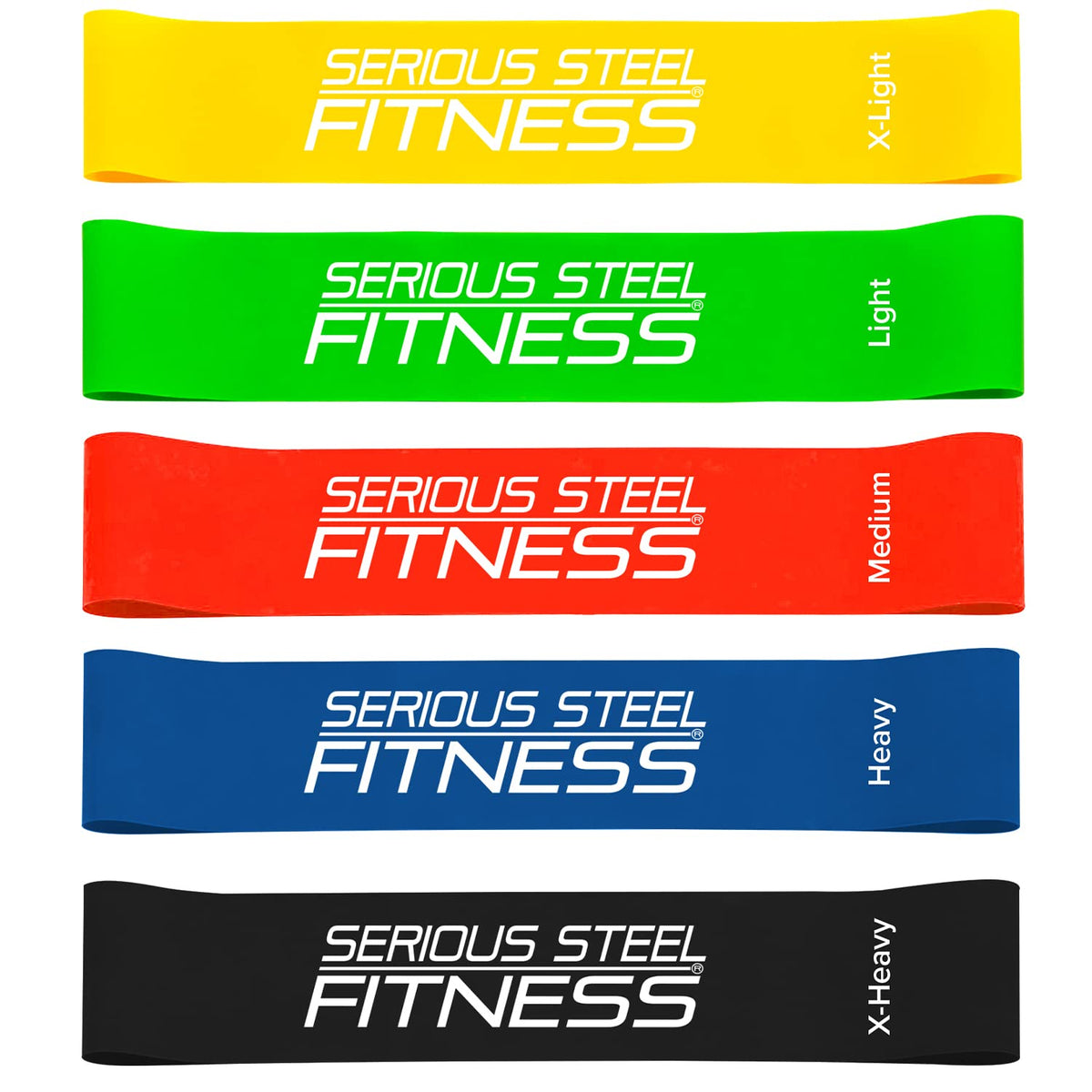 Serious Steel Fitness Mini Resistance Loop Bands | Rehab and Prehab Stretch Bands | 12" Exercise Workout Bands (Sets of 5 Pack and Sets of 10 Pack Trainer Options Available!)