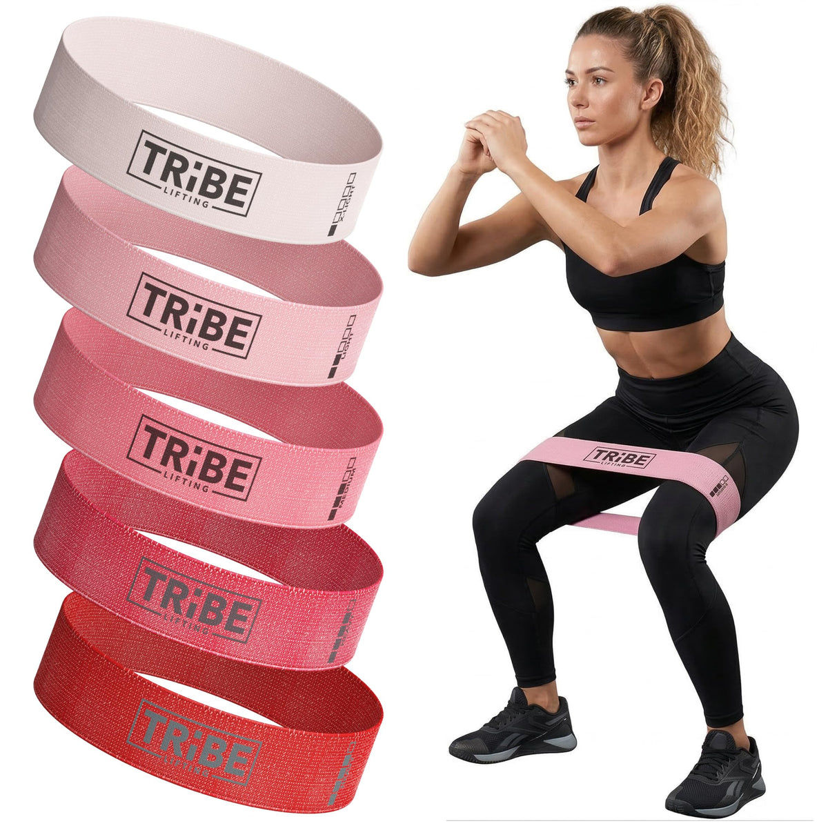 Fabric Resistance Bands for Working Out, 5-Band Set for Legs and Glutes