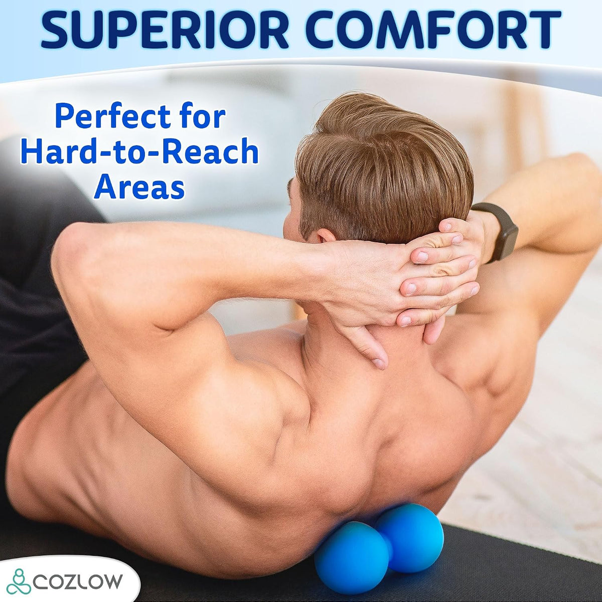 COZLOW Peanut Massage Ball - Deep Tissue Therapy, Pain Relief - Cobalt Blue
