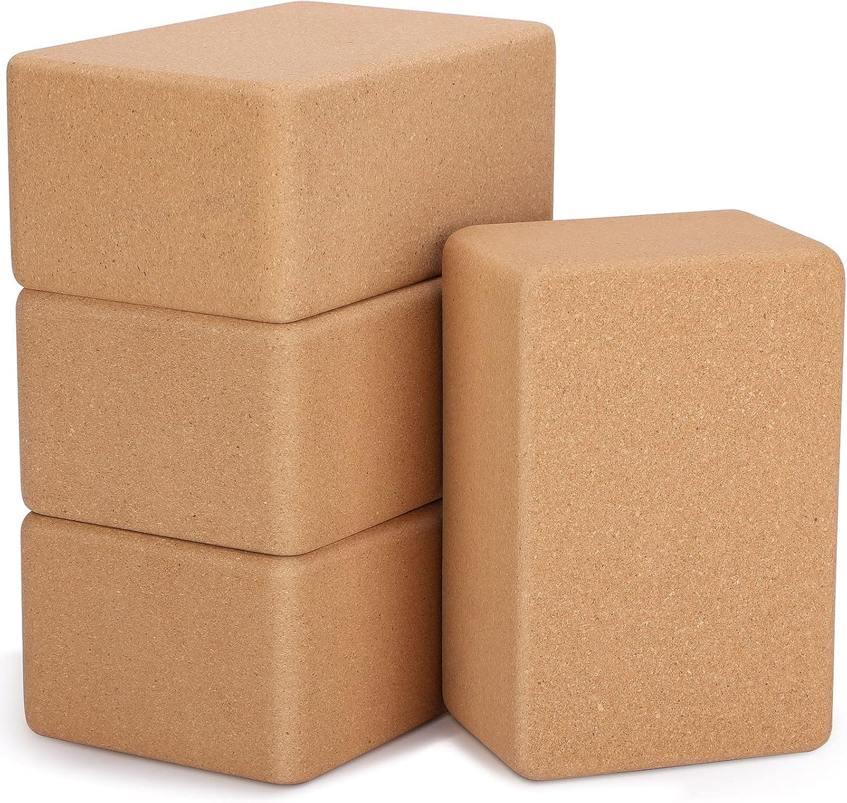 Leitee 4 Pcs Cork Yoga Blocks, 9 x 6 x 4 in Non Slip Bricks