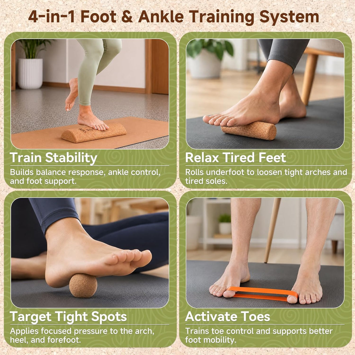 Rocalt Cork Balance Board, Foot and Ankle Strengthener Kit