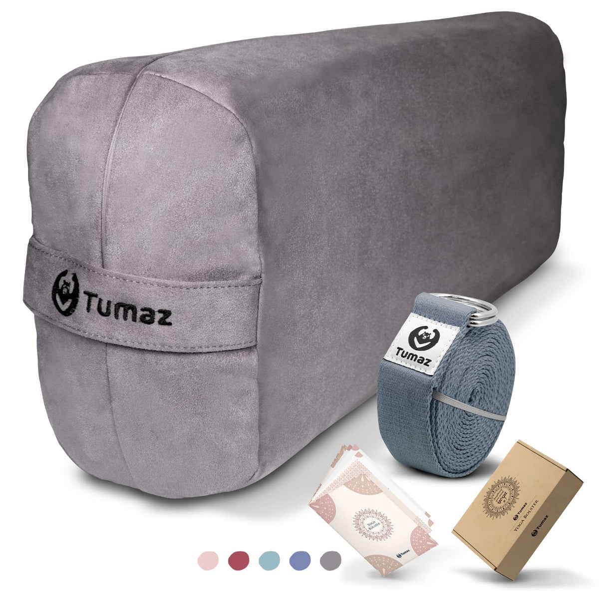 Tumaz Yoga Bolster Set, Rectangular Yoga Bolster with Washable Cover