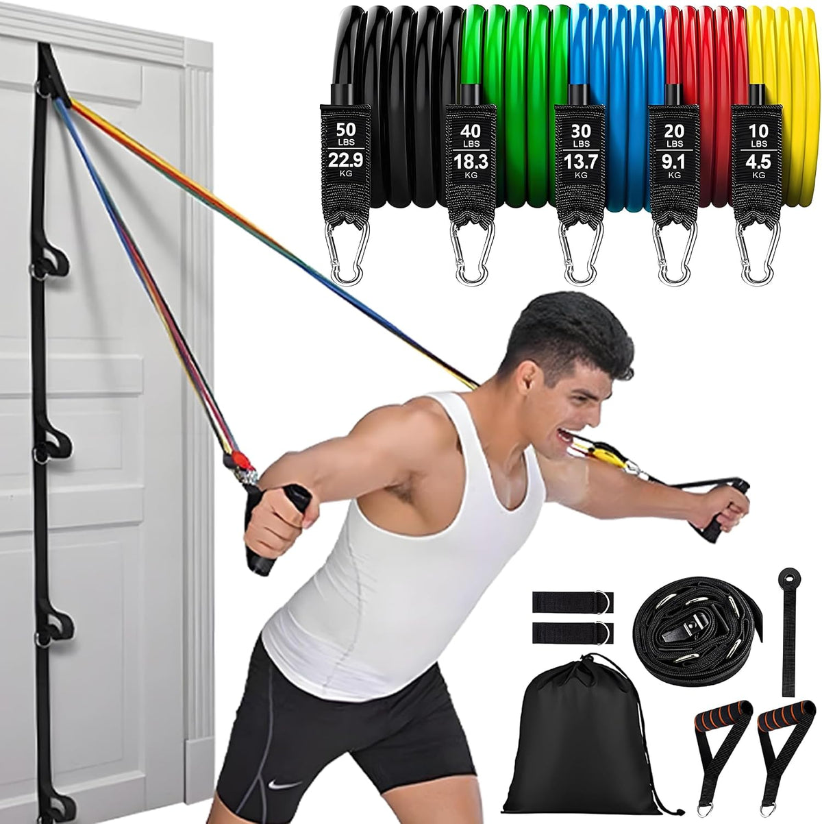 Resistance Bands Set with Handles and Door Anchor for Full Body Workout