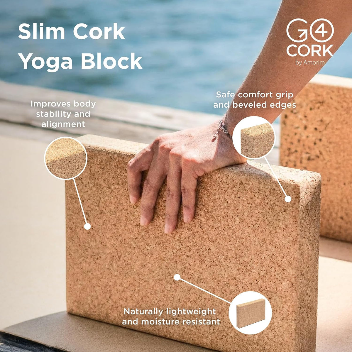 Go4Cork Cork Yoga Block | Non-Toxic, Alternative To Foam Yoga Blocks | Odorless, Soft, Non-Slip, Workout & Exercise | Yogi Gift Accessories | Men & Women | Eco Friendly, Sustainable